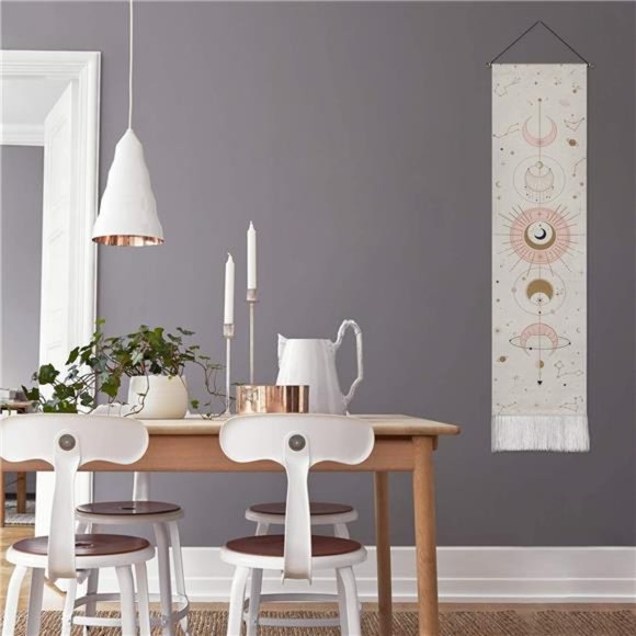 Moon Phase Tapestry Moon Tapestry Wall Hanging Art Bohemian Tapestries White - Picture 4 of 7